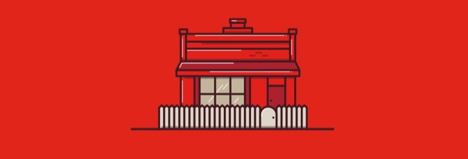 Coles Landlord Insurance Red cartoon single front house with white picket fence