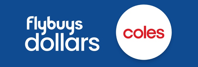 flybuys Dollars Coles logo and flybuys dollar logo on blue background
