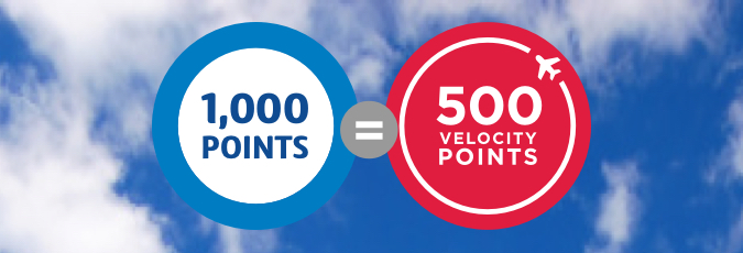 1,000 points = 500 Velociy Points