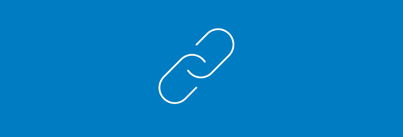 Chain link icon on a blue background Chain link icon on a blue background