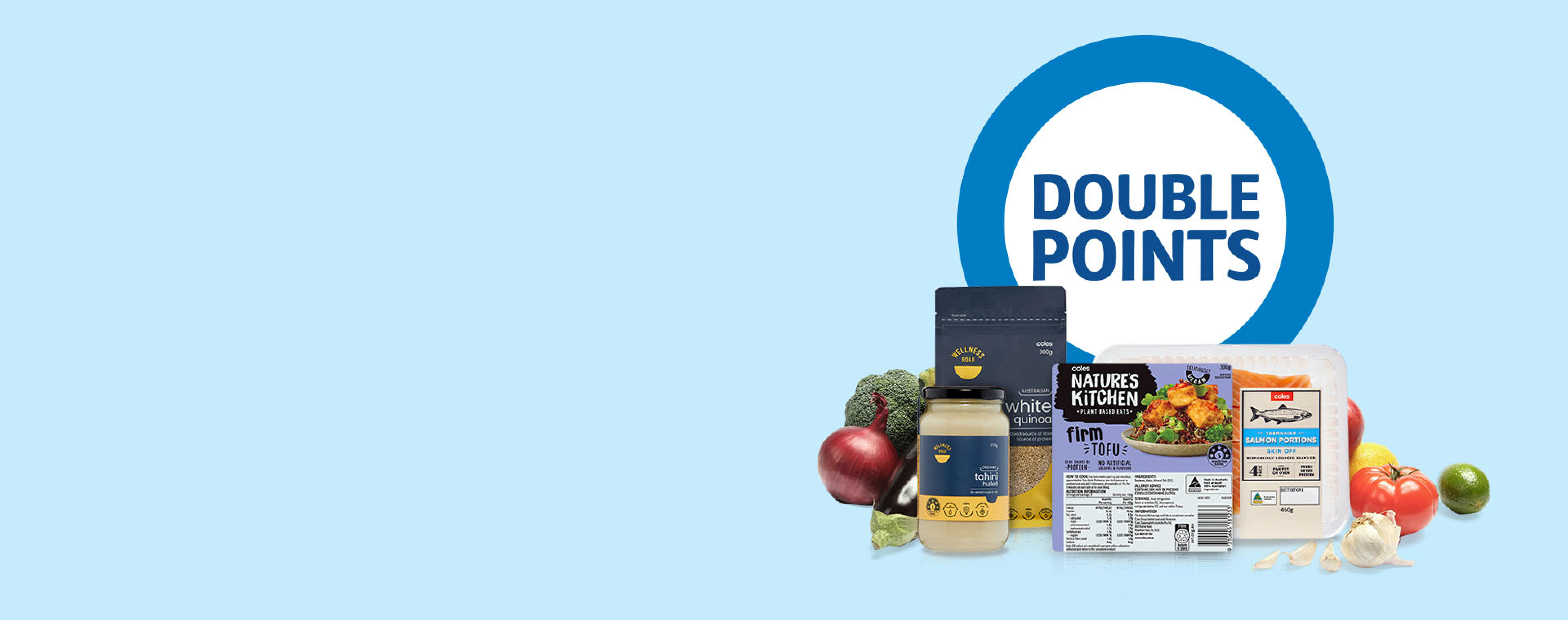 Flybuys double points ring behind a range of Coles products
