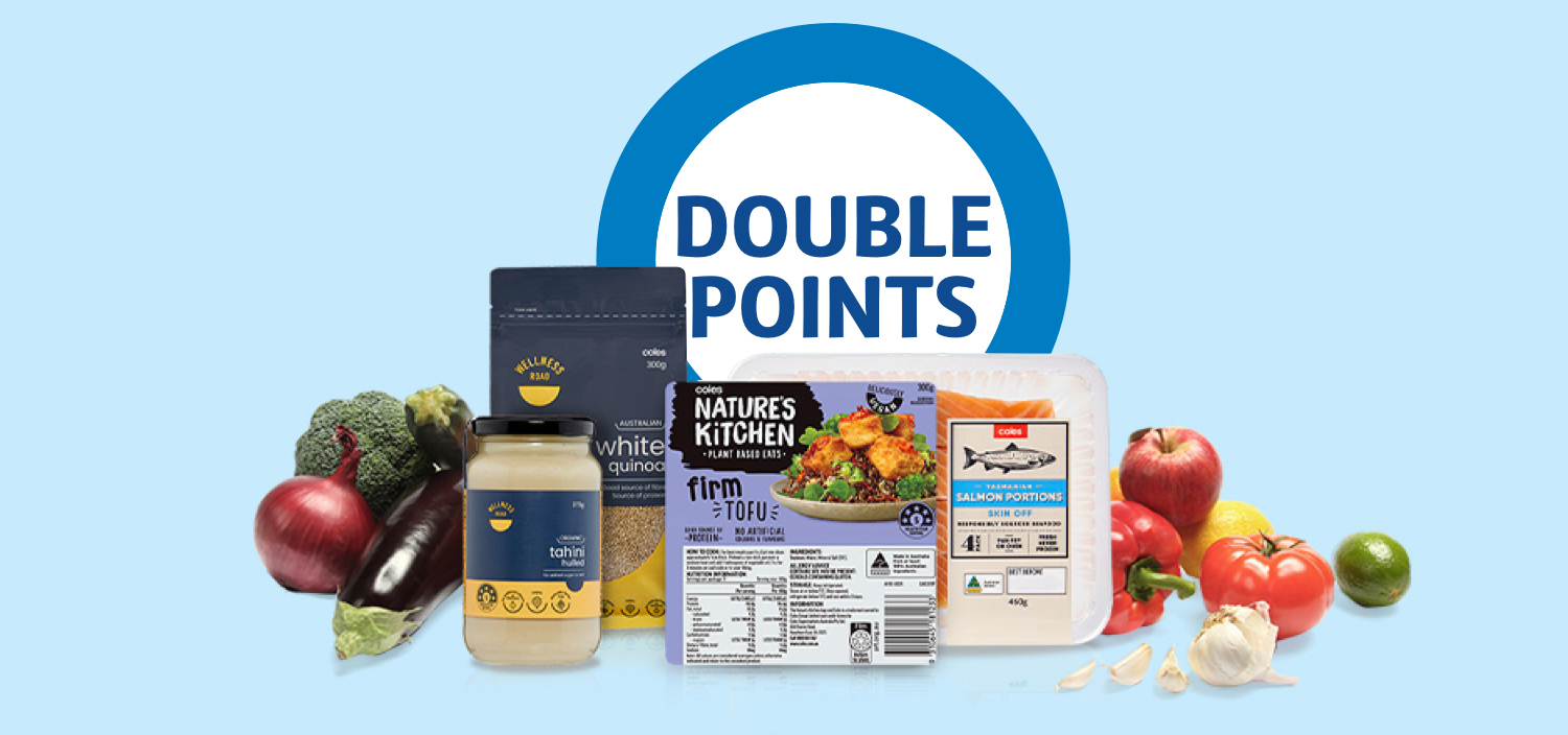 Flybuys double points ring behind a range of Coles products