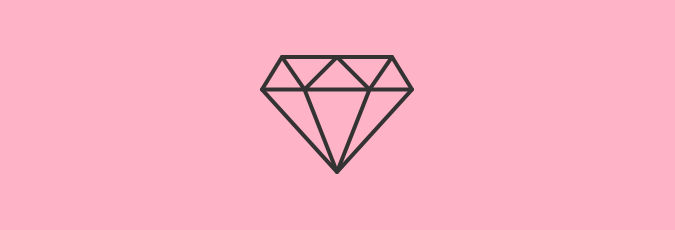 Diamond shaped icon on a pink background