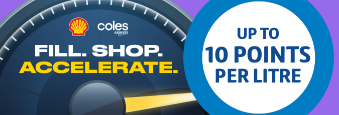Odometer with the text "Fill. Shop. Accelerate.", and a roundel with the text "Up to 10 points per litre"