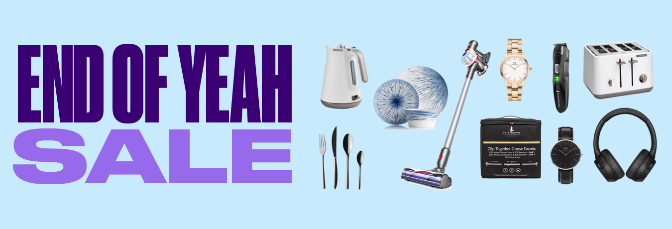 The Rewards Store EOFY sale is here! A range of Russell Hobbs products set against a light blue background.
