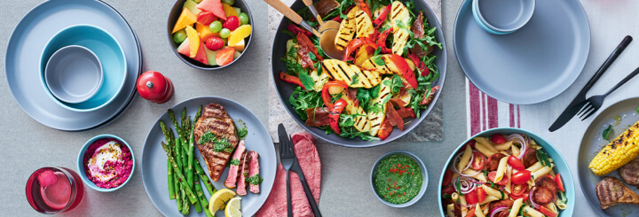 Free Picnicware with Picnicware credits, only at Coles! A range of Coles Picnicware items on a dining table