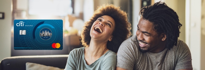 Citi Rewards Credit Card - get 100,000 Flybuys bonus points Image of a cheerful young black couple