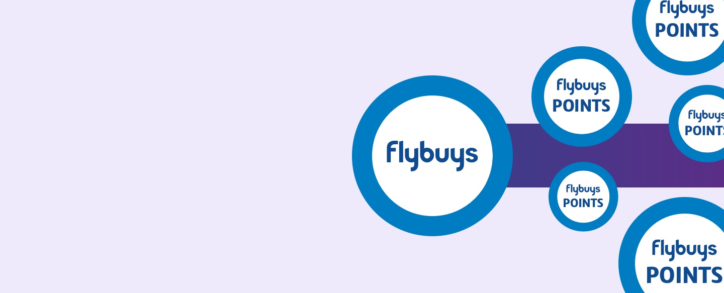 flybuys points rings floating on a purple backgound