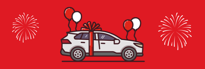 Win a brand new 2021 Toyota RAV4* Cartoon image of a Toyota RAV4 against a Coles red background