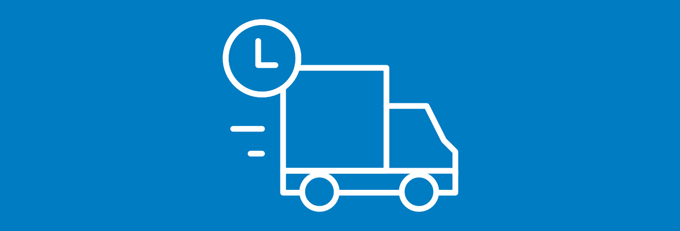 Your delivery may be delayed Image of a delivery truck with a clock on its side