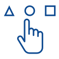 Icon of a hand selecting an online button