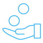 Icon of coins dropping into a hand