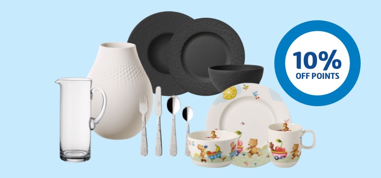 A range of Villeroy & Boch products against a sky blue background