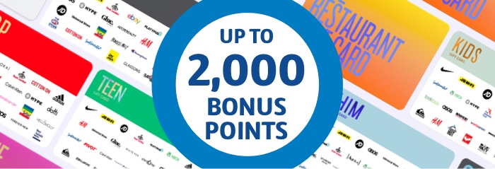 Collect bonus points when you redeem selected gift cards* Collect bonus points when you redeem selected gift cards*