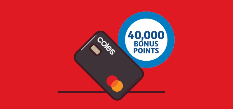 Black Coles Credit Card image next to a Flybuys 40,000 points ring
