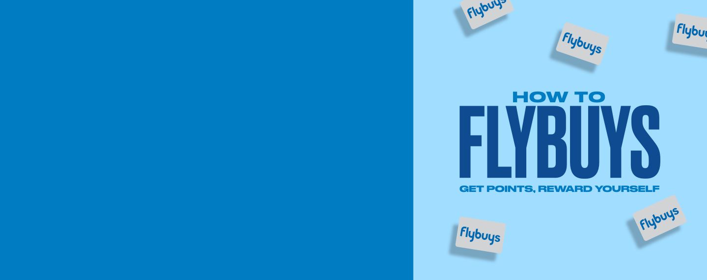 How to Flybuys. Get points, reward yourself text surrounded by Flybuy cards
