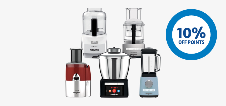 Group of Magimix products next to 10% off points circle