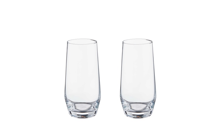 Two tall glass tumblers Two tall glass tumblers