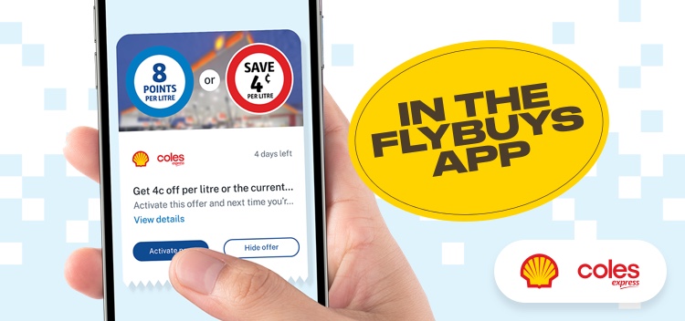 Digital fuel  offer in the Flybuys app activated on smartphone