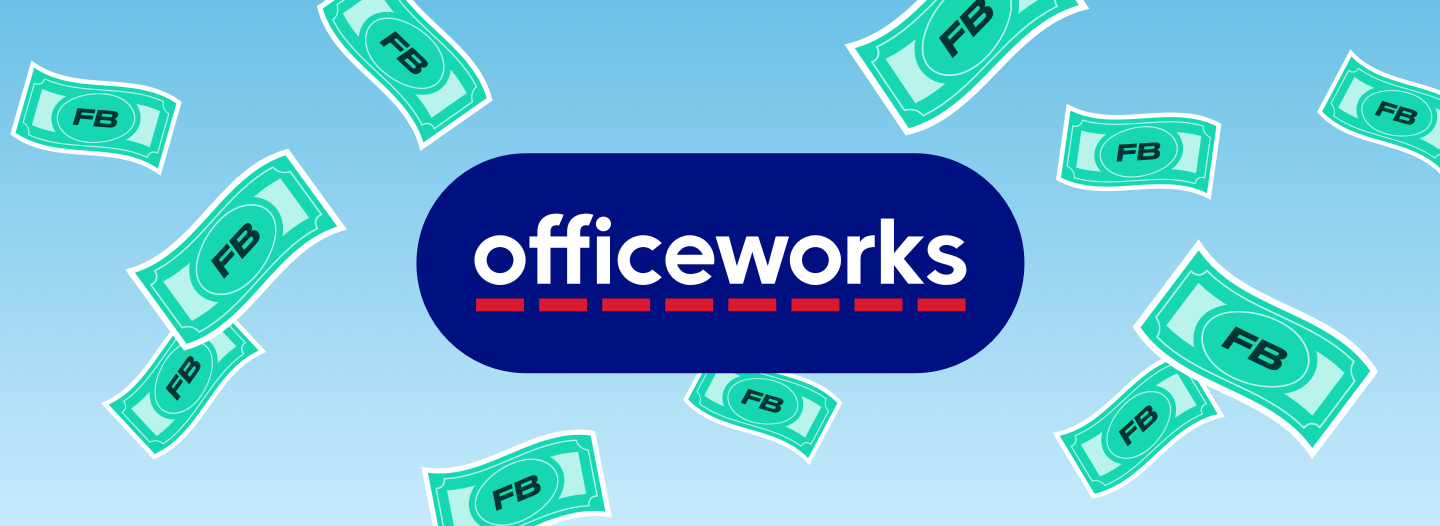 Officeworks logo surrounded by flybuy Dollars
