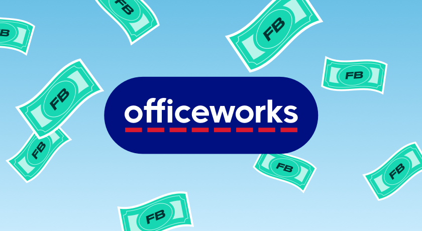 Officeworks logo surrounded by flybuy Dollars