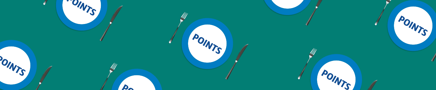 Group of points roundel surrounded by knife and fork