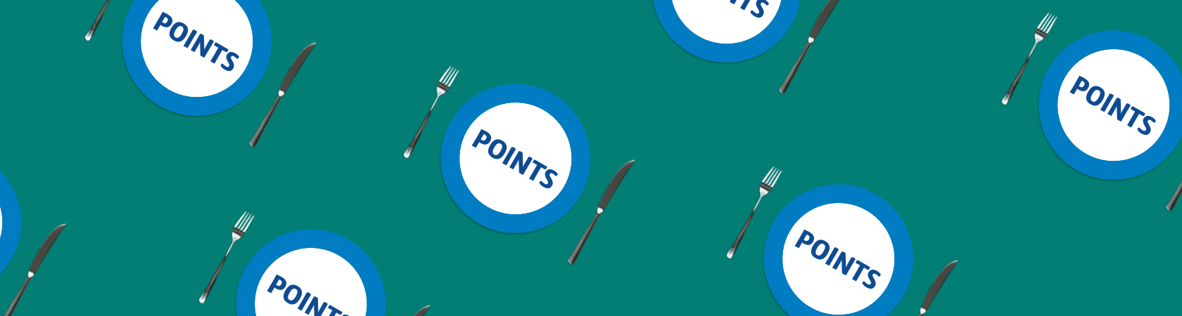 Group of points roundel surrounded by knife and fork
