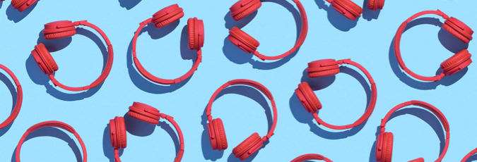 How to redeem in the Rewards Store Group of red headphone on blue background