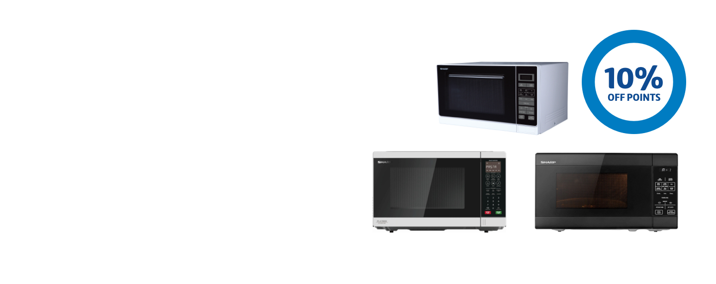 10% off points roundel by three Sharp microwaves
