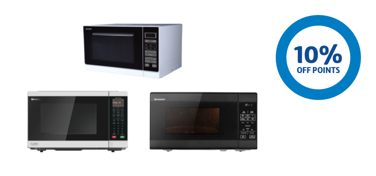 10% off points roundel by three Sharp microwaves
