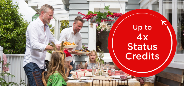 Christmas family dinner with up to 4x status credits roundel