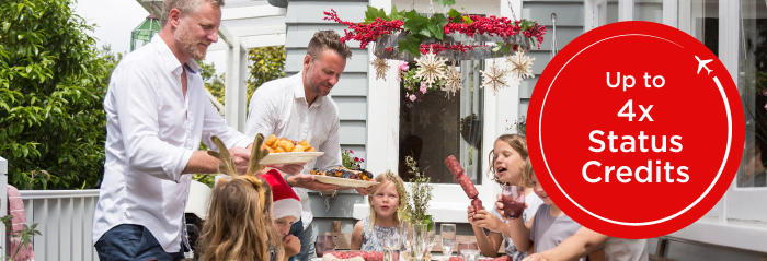 Level up your status Christmas family dinner with up to 4x status credits roundel
