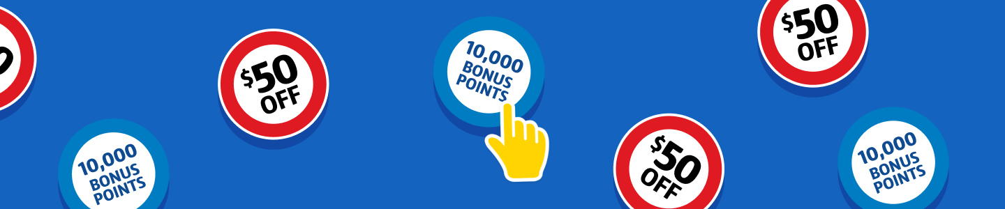 Assortment of $50 roundels and 10,000 points roundels