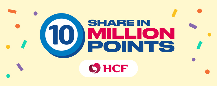 Share in 10 million points and HCF logo