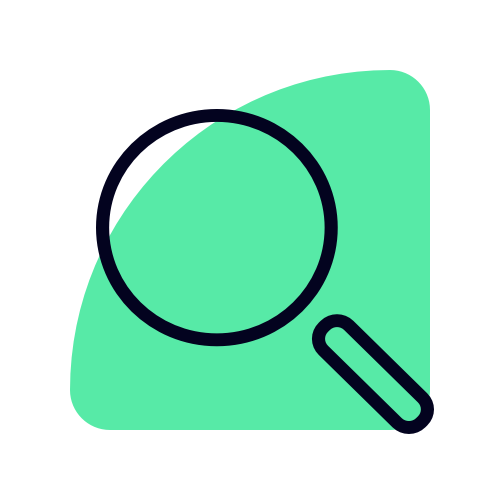 Magnifying glass on green background