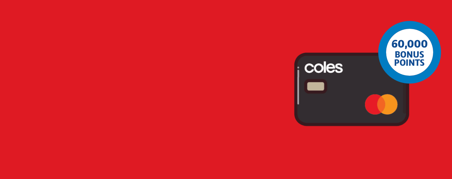 Coles Mastercard next to roundel with 60,000 bonus points