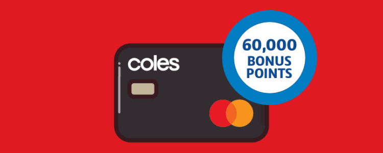 Coles Mastercard next to roundel with 60,000 bonus points