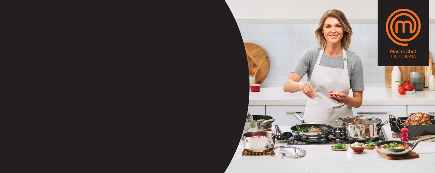 Chef Courtney Roulston with the MasterChef cookware range