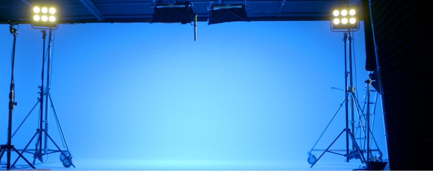 Lights and blue backdrop