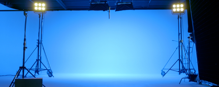 Lights and blue backdrop