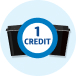 Coffee cup and '1 credit' roundel