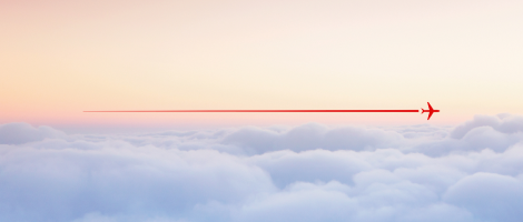 Red arrow flying through the skies