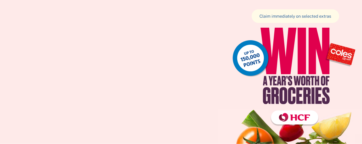 'Win a year's worth of groceries' and vegetables with HCF logo