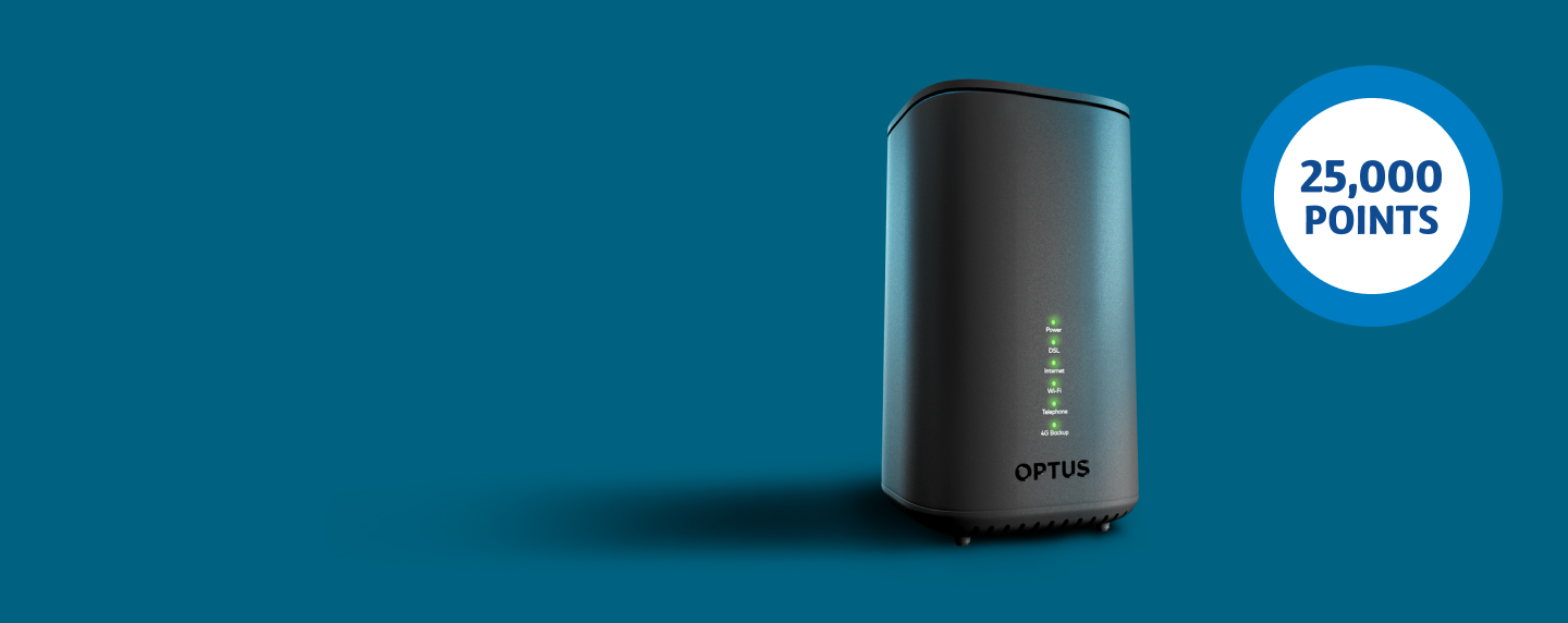 Optus wifi tower and 25,00 points roundel