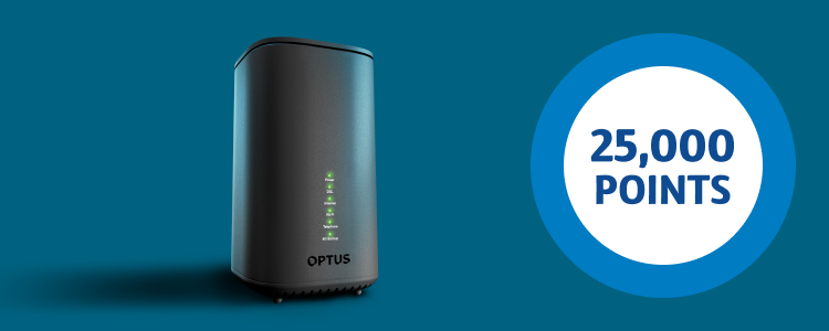 Optus wifi tower and 25,00 points roundel