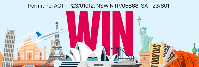 Win your dream holiday competition Plane flying across 'Win', world landmarks and travel vouchers
