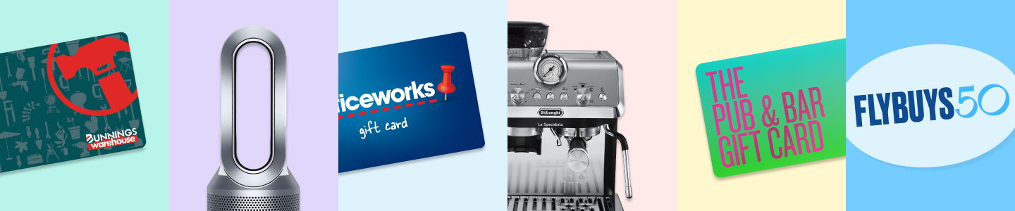 Mosaic of gift cards and appliances