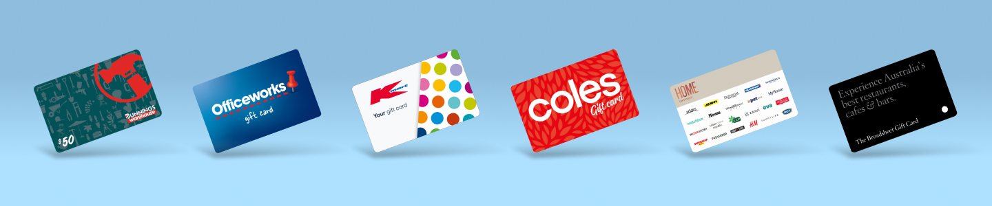 Row of gift cards