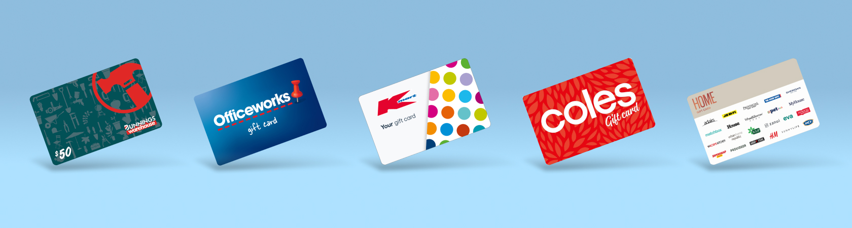 Row of gift cards