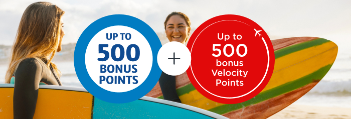 Link, transfer and get rewarded Two female holding surfboards